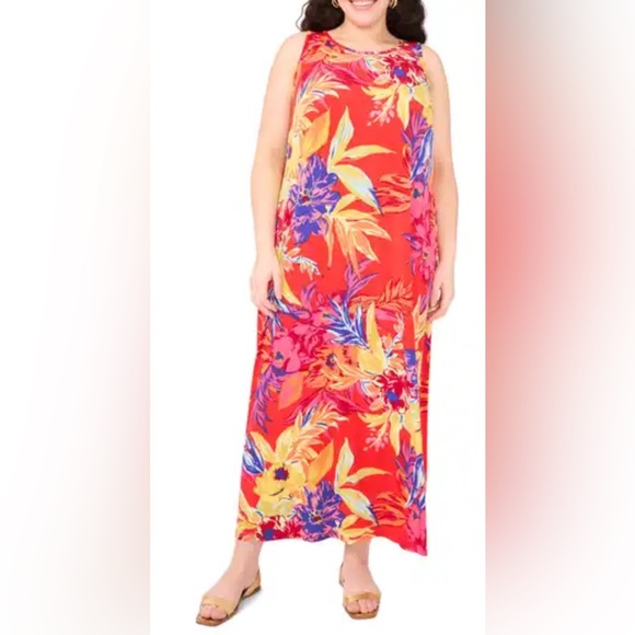 Vince Camuto Keyhole Back Maxi Dress in Poppy 2X EUC - Picture 1 of 11